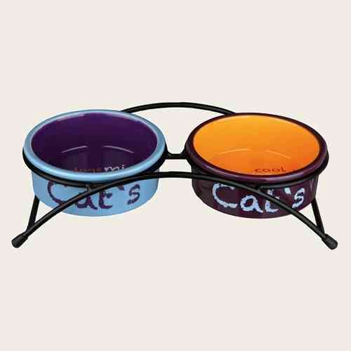 Keramik-Napf-Set Eat on Feet hellblau/orange/lila