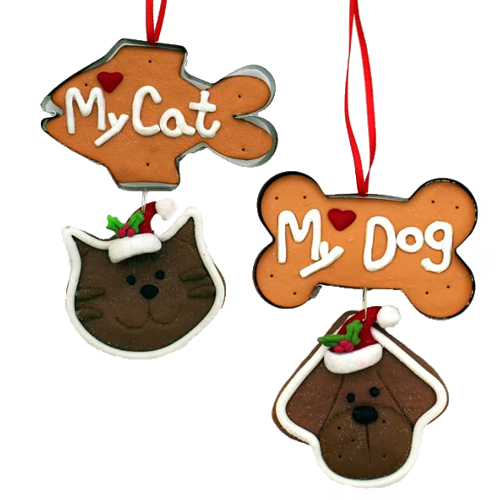 Weihnachtsanhänger mit Ausstecher Hund und Katze