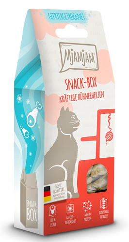 MjAMjAM - Snackbox für Katzen - kräftige Hühnerherzen 35g